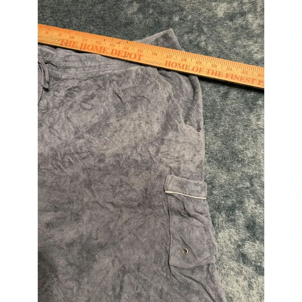 Nautica Terry Cloth Shorts Men XL Blue Gray Bamboo Blend Cargo Drawstring